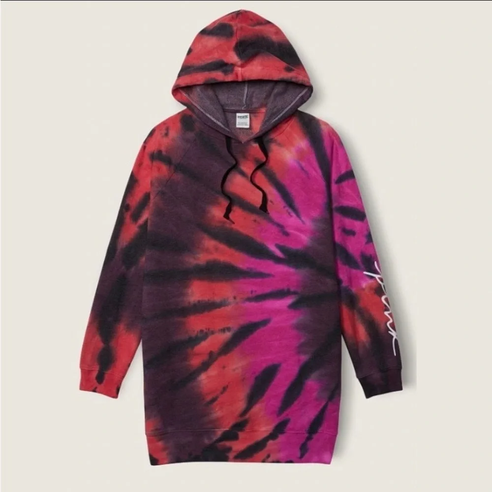 VS Pink Supernova Tie-Dye Hoodie Sweater Dress size XL - Picture 2 of 9